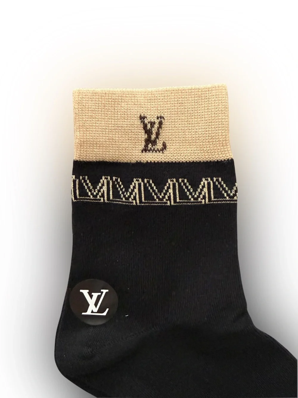 NWT 2 Pair Louis Vuitton Outlet Men’s Monogram Brown and Tan Socks